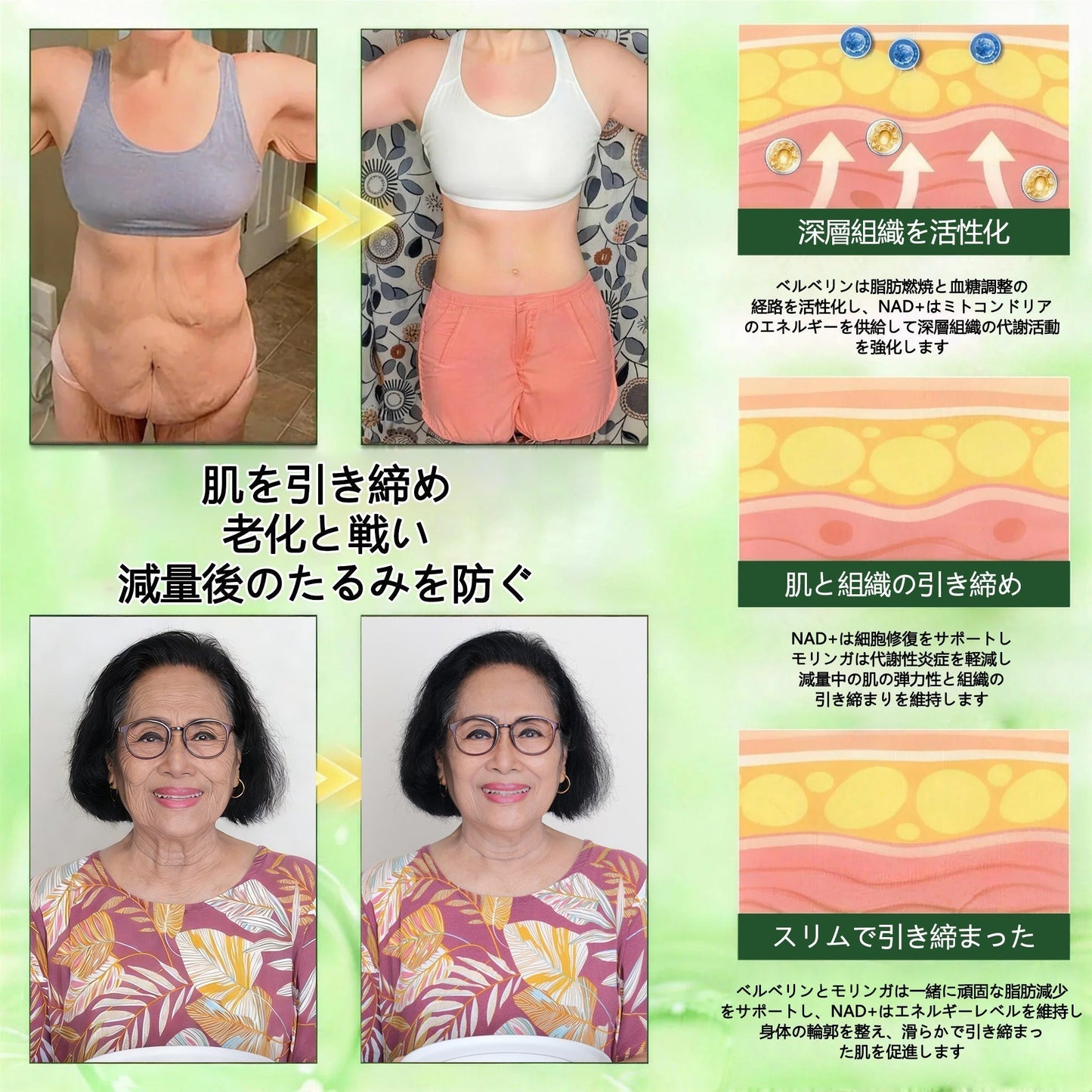 🛒BOMSTF®＆NAD+ 8-in-1 ナノ強化フォーミュラ【アップグレード版】内臓脂肪 / 肥満 / 糖尿病 / 睡眠時無呼吸 / 関節ケア / 肌のたるみ 集中サポート- ⭐️